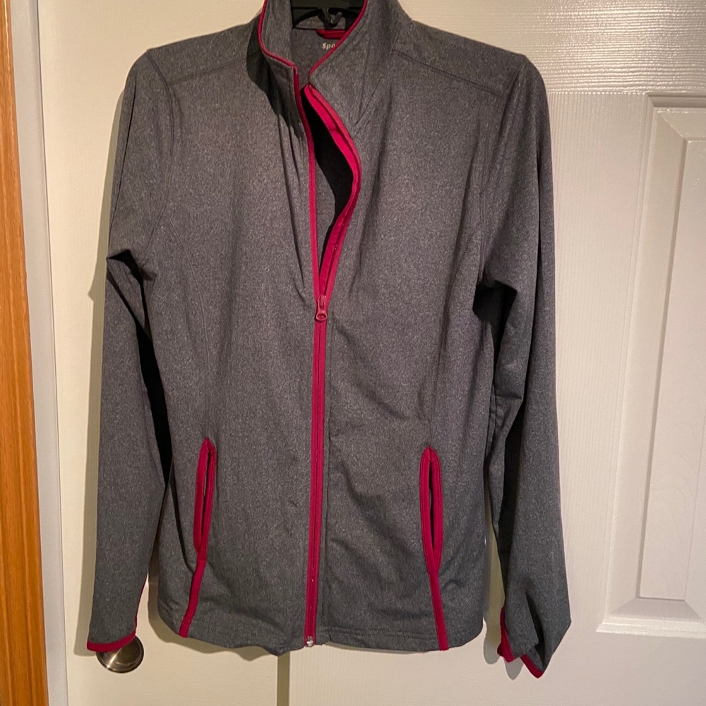 Zip up with thumb holes.